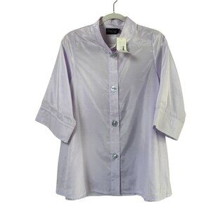 Breeke Swing Coat Jacket Size S M‎ Purple Shimmer Button Up Pocket Lagenlook NWT